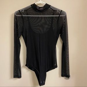 Hollister Black Mesh Long Sleeve Bodysuit